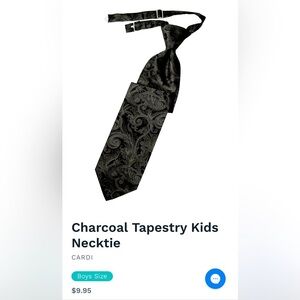 Charcoal Black Gray Grey Tie Wedding Tuxedo Pre Tied clip tapestry Kids Boys